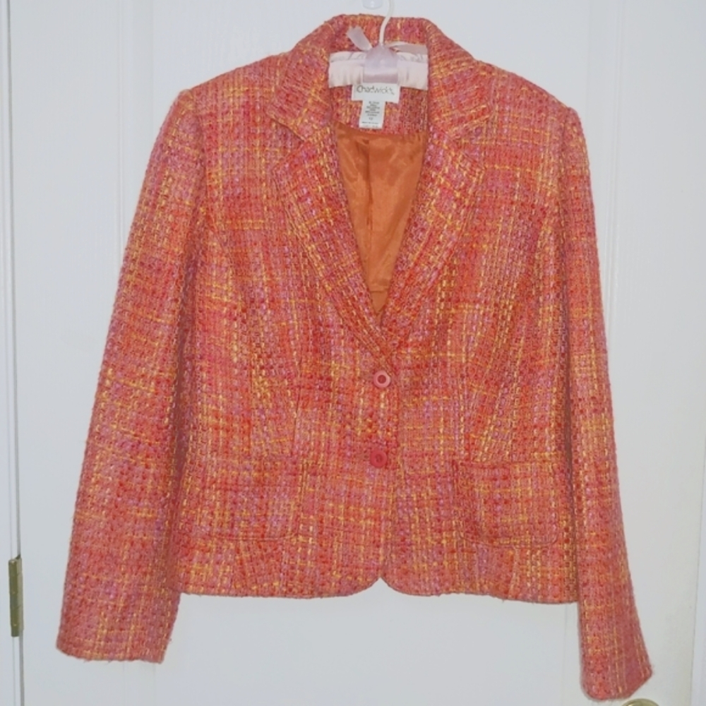 Chadwicks Pink and Orange Blazer Vibrant Suit Jacket